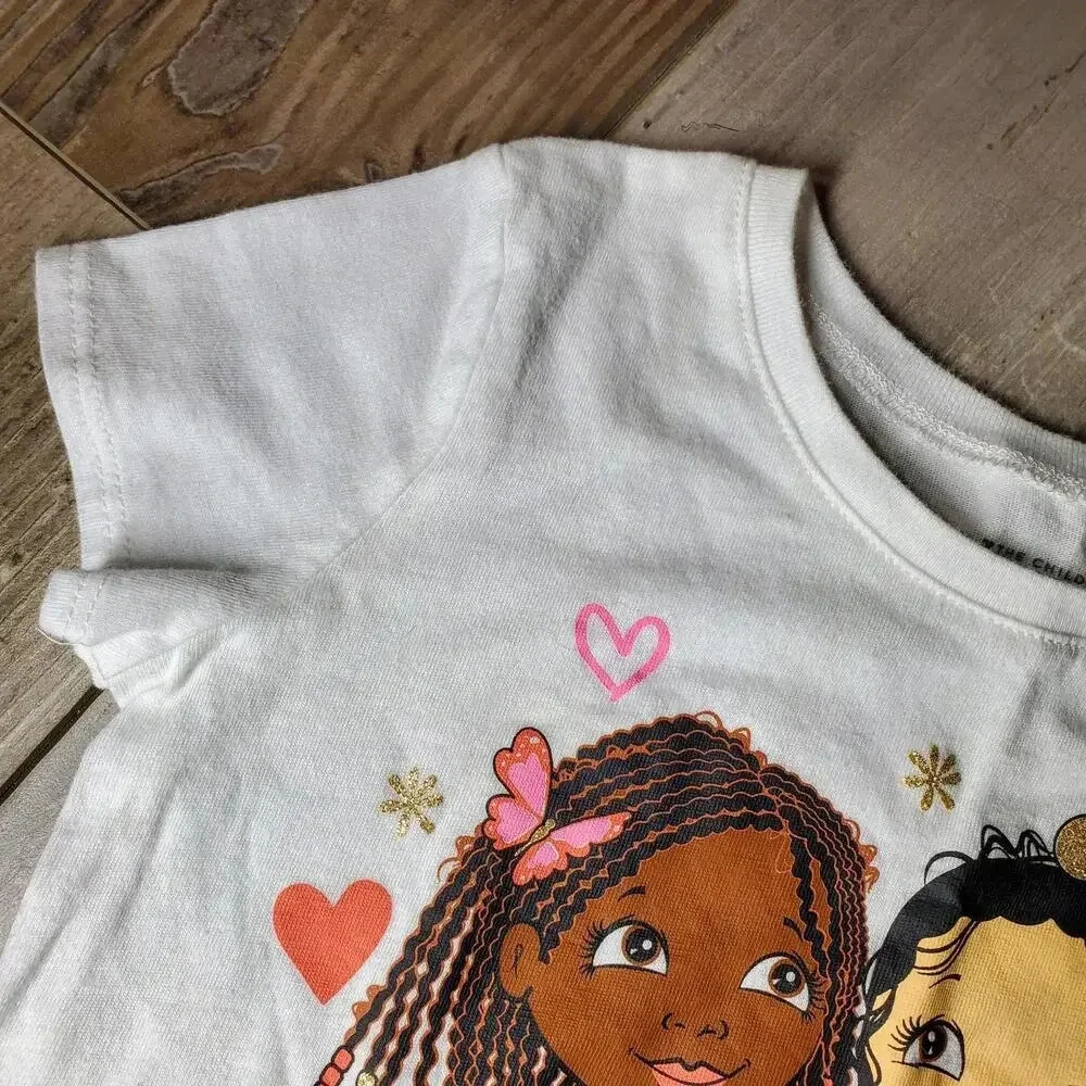 The Children's Place Girl's White Best Friends T-Shirt Size 5T